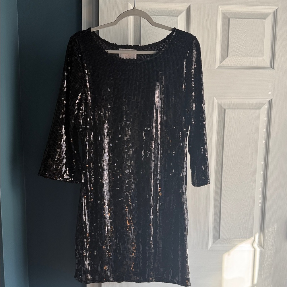 Black Sequin Mini Dress